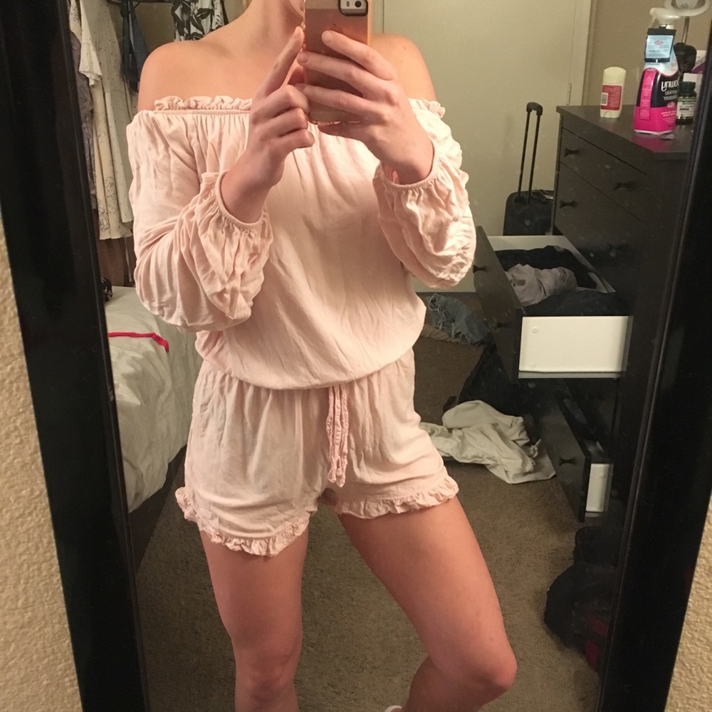 Brandy Melville pink off the shoulder romper